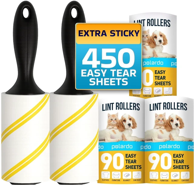 Main image of Lint Rollers for Pet Hair, Sticky, Remover for Couch, Clothes Furniture and Carpet. Lint Roller Dog Hair Remover Cat Hair, Animal Hair, Pet Fur, Fuzz. 5 Large Pet Hair Lint Rollers White