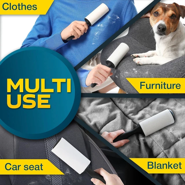 Alt view image 3 of 6 - Lint Rollers for Pet Hair, Sticky, Remover for Couch, Clothes Furniture and Carpet. Lint Roller Dog Hair Remover Cat Hair, Animal Hair, Pet Fur, Fuzz. 5 Large Pet Hair Lint Rollers White