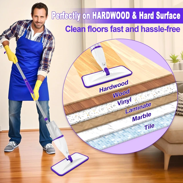 Alt view image 7 of 7 - Spray Mops for Floor Cleaning: Wet Dry Mops Refillable Hardwood Floor Mop 5 Washable Mop Pads for Swiffer PowerMop, Microfiber Flat Mop Dust Mop Multi-purpose, for Tile Wood Laminate Vinyl Marble