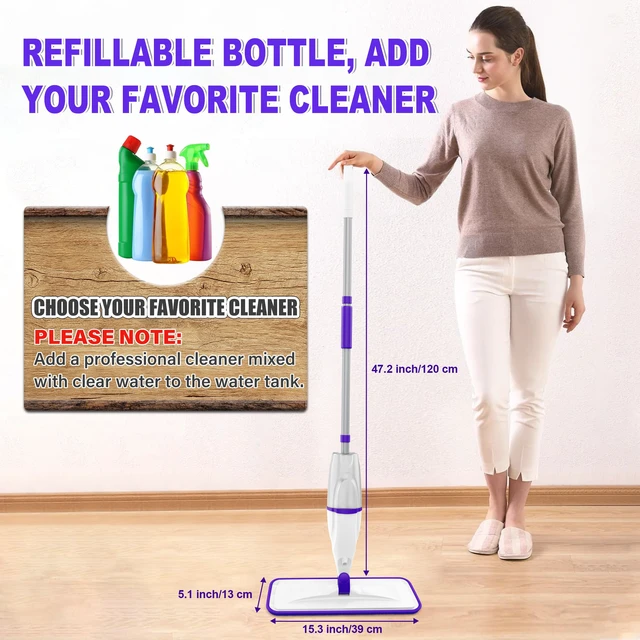 Alt view image 6 of 7 - Spray Mops for Floor Cleaning: Wet Dry Mops Refillable Hardwood Floor Mop 5 Washable Mop Pads for Swiffer PowerMop, Microfiber Flat Mop Dust Mop Multi-purpose, for Tile Wood Laminate Vinyl Marble