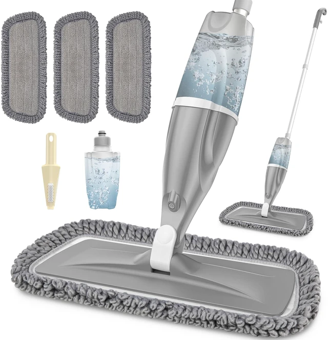 Main image of Microfiber Spray Mops for Floors Cleaning: Wet Dust Mop Hardwood Floor Mop Remove Pet Hair Dust Stain for Family, 3 Washable Mop Pads for Swiffer PowerMop, Flat Mop Refillable, Multi-surface Mopping