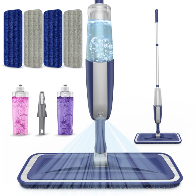 Main image of Spray Wet Mops for Floor Cleaning: Hardwood Floor Mops with 2 Bottles 4 Washable Pads for Swiffer PowerMop, Flat Mop Multi-purpose, Commercial Dust Mops Refillable, for Tile Wood Laminate Vinyl