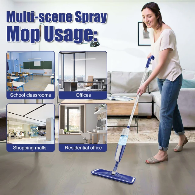 Alt view image 3 of 6 - Spray Wet Mops for Floor Cleaning: Hardwood Floor Mops with 2 Bottles 4 Washable Pads for Swiffer PowerMop, Flat Mop Multi-purpose, Commercial Dust Mops Refillable, for Tile Wood Laminate Vinyl