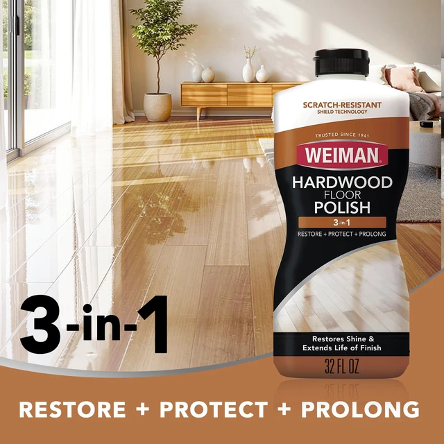 Alt view image 2 of 7 - Wood Floor Polish and Restorer 32 Oz Bundle - High-Traffic Hardwood Floor, Natural Shine, Removes Scratches, Leaves Protective Layer