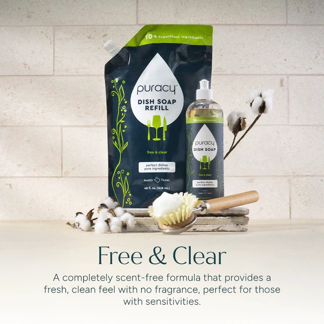 Alt view image 4 of 7 - Natural Dish Soap Packs- Unscented Skin-Softening Plant-Based Dishwashing Soap, Non-Toxic Dish Soap, Fragance Free Organic Liquid Dishwashing Detergent Soap (Unscented, 16 fl oz, 3 Pack)