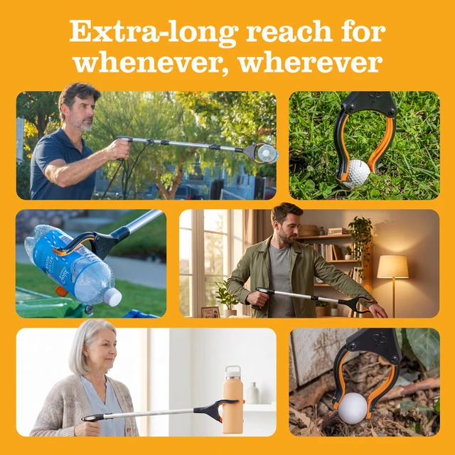 Alt view image 7 of 7 - Pro 34" Grabber Reacher Tool for Seniors - Grabbers for Elderly Reaching Tool Heavy Duty Pickup Trash Picker Upper Equipment - Claw Grabber Stick for Reaching Aids, Weed Gripper 3-Pack