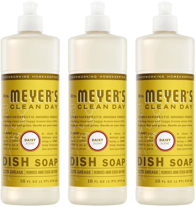 Main image of CLEAN DAY Liquid Dish Soap, Daisy, 16 fl oz, 3 Pack Cuts Through Grease, Removes 48-Hour Stuck on Food, Cruelty Free, Made with Essential Oils and Aloe Vera Extract