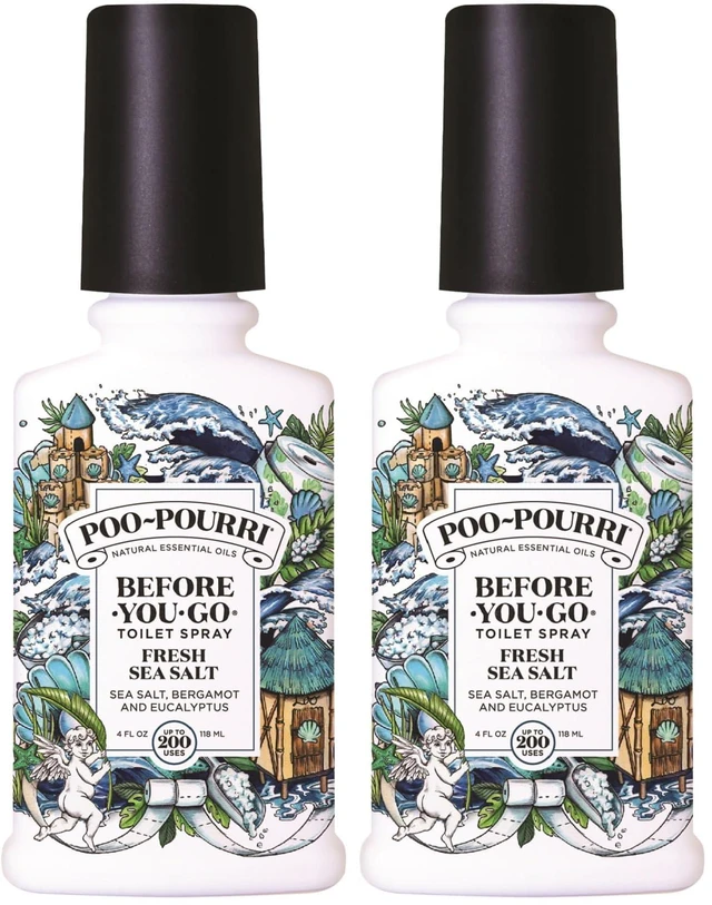 Main image of Before-You-Go Toilet Spray,Fresh Sea Salt,4 Fl Oz,Up to 200 Uses,Bathroom Odor Deodorizer,Plant-Based with Essential Oils,for Home or Work,Sea Salt,Bergamot & Eucalyptus Scent,(Pack of 2)