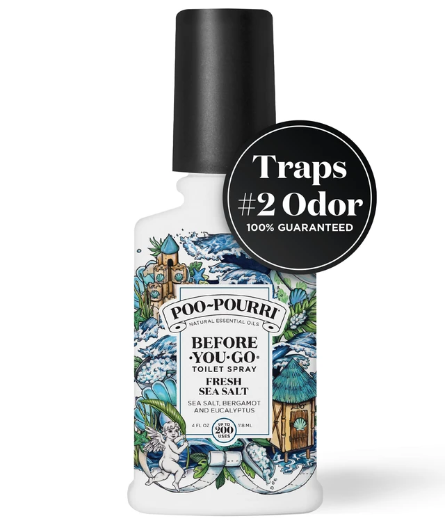 Alt view image 2 of 7 - Before-You-Go Toilet Spray,Fresh Sea Salt,4 Fl Oz,Up to 200 Uses,Bathroom Odor Deodorizer,Plant-Based with Essential Oils,for Home or Work,Sea Salt,Bergamot & Eucalyptus Scent,(Pack of 2)