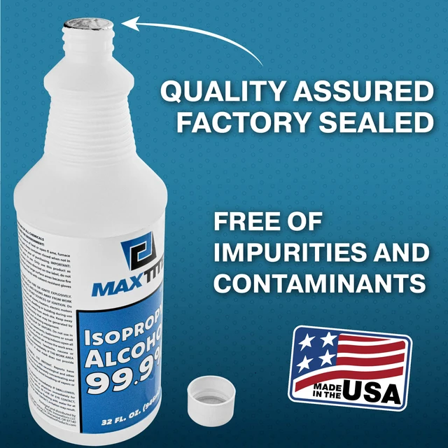 Alt view image 3 of 7 - 99.9% Isopropyl Alcohol (2 Gallons (8 Pack, 32 fl oz) - Includes Heavy-Duty Spray Nozzle - Made in USA