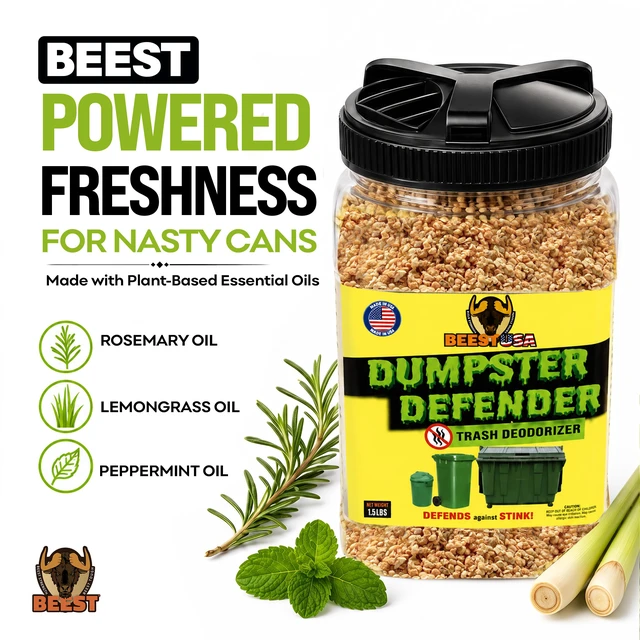Alt view image 3 of 7 - Dumpster Defender - 1.5lbs Outdoor Trash Can Deodorizer & Liquid Waste Absorber (Made in USA) Biodegradable Trash Can Odor Eliminator - Powerful Garbage Deodorizer for Always-Fresh Bins - 7 Cups