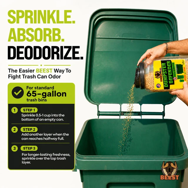 Alt view image 7 of 7 - Dumpster Defender - 1.5lbs Outdoor Trash Can Deodorizer & Liquid Waste Absorber (Made in USA) Biodegradable Trash Can Odor Eliminator - Powerful Garbage Deodorizer for Always-Fresh Bins - 7 Cups