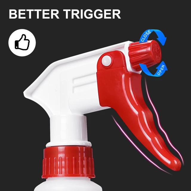 Alt view image 3 of 7 - Empty Spray Bottles, Heavy Duty Sprayer, Mist & Stream, 4 Pack 16 Oz Professional Spray Bottle, Leak-Proof, Better Trigger, Measurements, All-Purpose for Cleaning Solutions, Planting, Detailing