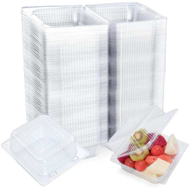 Main image of 200 Count Heavy Duty Clear Clamshell Food Containers Hinged with Lids Disposable Plastic Sandwich Containers, Clam Shell Boxes for Cake Slice, Dessert, Hamburger, Salad, Pastry, Takeout Tray