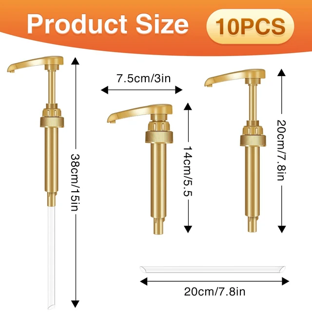 Alt view image 2 of 7 - Coffee Syrup Pump, 10 Pack Gold Syrup Pump Skinny Syrup Pump for 750ml 25.4oz Syrup Bottle, Syrup Pump Dispenser for Coffee Bar Drinking Mixes,Davinci,Jordans