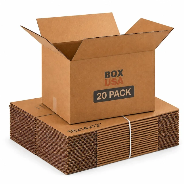 Main image of Medium Moving Boxes 18L x 14W x 12H 20-Pack - Corrugated Cardboard for Shipping, Mailing, Packing, Packaging and Storage
