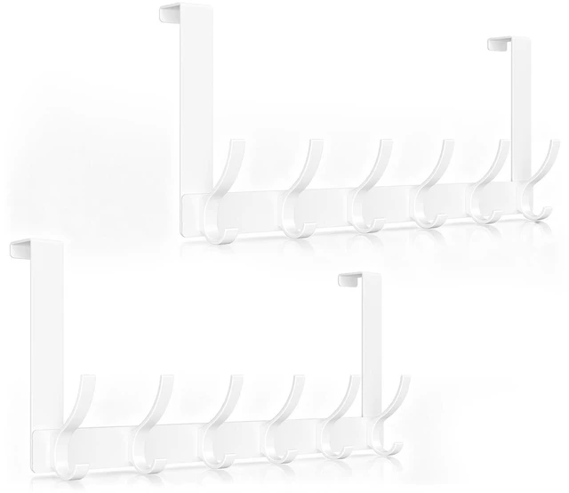 Main image of Over The Door Hooks, Door Hanger Hooks for Hanging, Over The Doors Towel Racks for Bathroom with 12 Coat Hook, Coat Rack Bathroom Accessories2 Pack, White