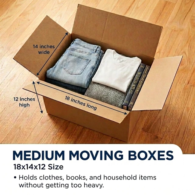 Alt view image 2 of 7 - Moving Boxes Holds 65lbs, 18"L x 14"W x 12"H (10-Pack) Medium - Corrugated Cardboard for Shipping, Mailing, Packing, Packaging and Storage