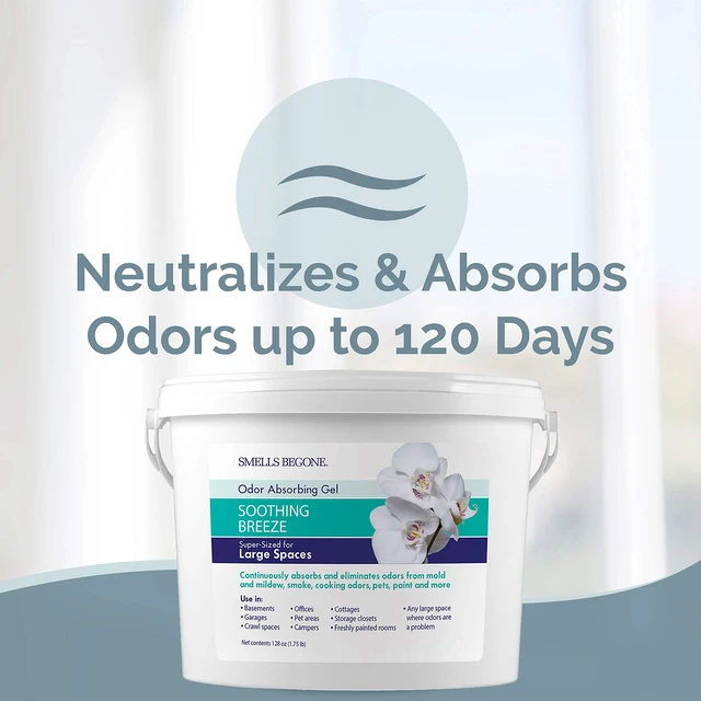 Alt view image 3 of 7 - 1-Gallon Gel Odor Eliminator High-Capacity, Long-Lasting Absorber for Large Basements, Garages, Workshops & Commercial Areas Removes Tough Odors with Essential Oils (Soothing Breeze)