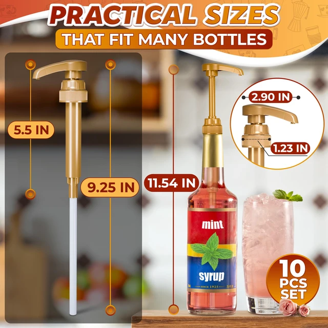 Alt view image 4 of 7 - 10 Pcs Coffee Syrup Pump, Compatible with Skinny, Torani, Davinci Syrup Pump for 25.4 Oz (750ml) Glass Bottles; Dispenses 0.3 Oz; Coffee Bar Accessories & Dirty Soda Bar Supplies