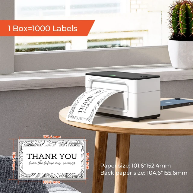 Alt view image 3 of 6 - 4x6 Inch Thermal Labels, 1000 Labels/2 Stacks(500 Pcs per Stack) 4"x6" Fanfold Shipping Labels, No BPA and BPS, Print Clear and Sharp, Strong Adhesive, Compatible with Most Thermal Printers