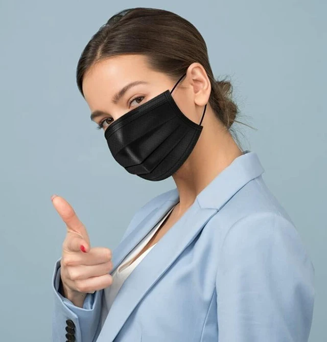 Alt view image 6 of 6 - 500PCS 3 ply black disposable masks filter mask