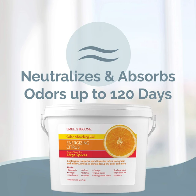 Alt view image 2 of 7 - 1-Gallon Gel Odor Eliminator High-Capacity, Long-Lasting Absorber for Large Basements, Garages, Workshops & Commercial Areas Remove Tough Odor with Essential Oils (Energizing Citrus)