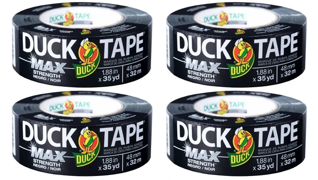 Main image of Brand Max Strength Duct Tape, Black, 4 Rolls, 1.88 Inch x 35 Yards Each, 240867