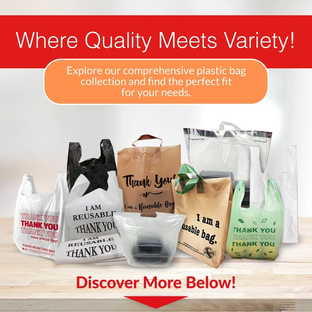 Alt view image 7 of 7 - Thank You Plastic Bags (350 Count) Carry Out, Grocery, Shopping Bag, Restaurants, Convenience Store, 11.5" x 6.5" x 21" (White)