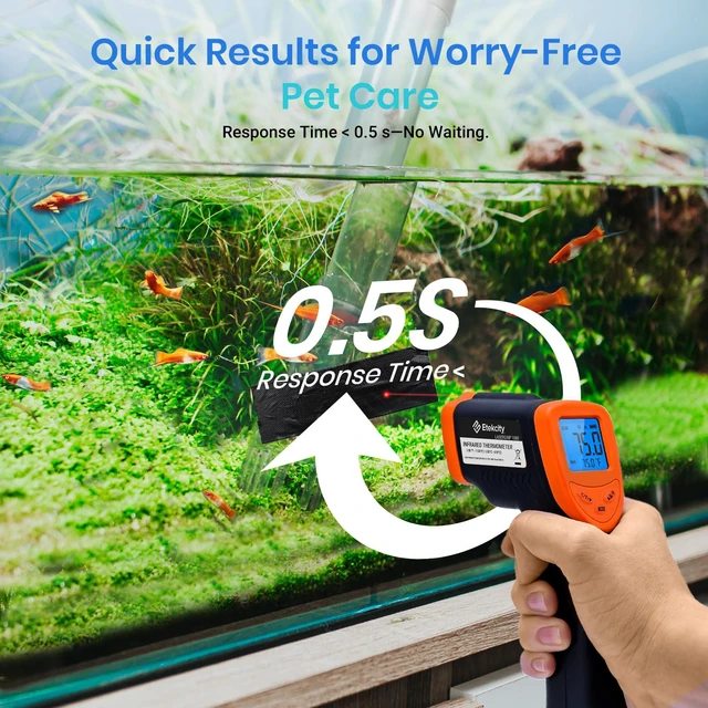 Alt view image 5 of 7 - Infrared Thermometer Laser Temperature Gun, -58°F~1130°F, Orange Cooking, Pizza Oven, BBQ, Meat, Kitchen, Reptile, HVAC, Adjustable Emissivity, MAX Display, High Temperature