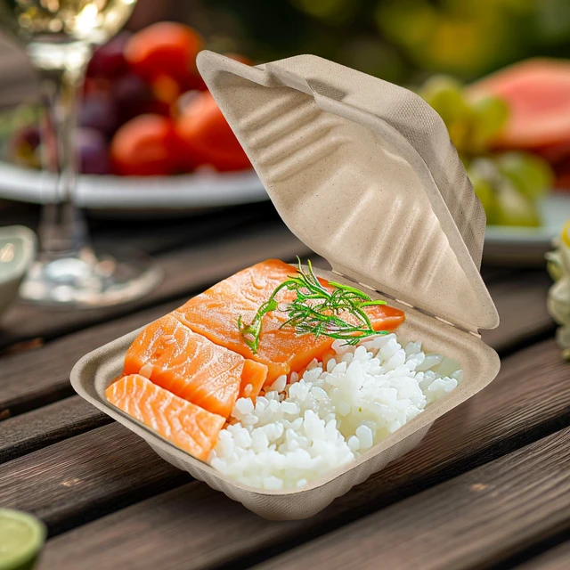 Alt view image 7 of 7 - Disposable 50 Pack 6×6 Inch Take Out Lunch Box Containers with Lids Compostable and Eco-Friendly Biodegradable Bagasse To Go Containers, PFAS-Free, Ideal for Meal Prep, Food, Party, Picnic