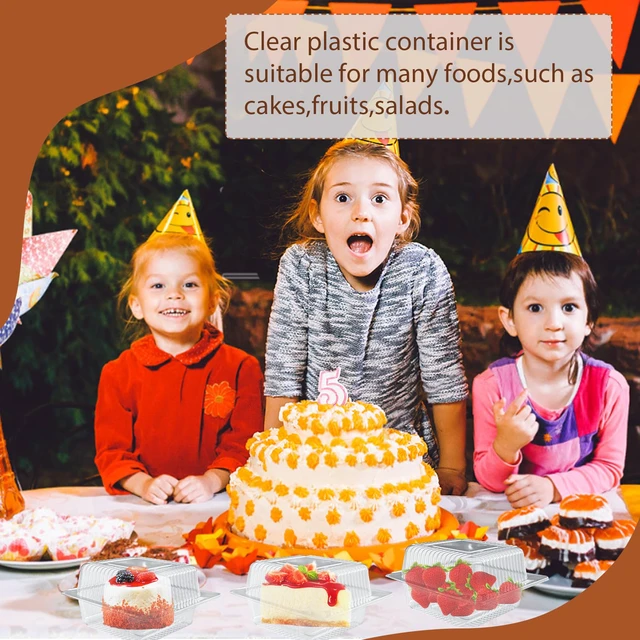 Alt view image 7 of 7 - 300 Pcs Clear Plastic Take out Containers,Square Hinged Takeout Tray,Disposable Fancy Clamshell Food Boxes with Lids for Cakes,Dessert,Salads,Sandwiches,Cookies,Pasta,5.3x4.7x2.8 Inch