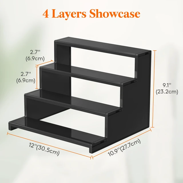 Alt view image 6 of 7 - 12" Perfume Organizer, Cologne Stand Tool-Free Assembly, 2 Pcs Black Display Riser Shelf for Makeup, Skincare, Nail Polish, Spice, Figure, Bedroom Bathroom Counter Storage Room Decor