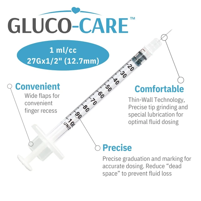 Alt view image 3 of 7 - 1 ml/cc Syringes 27G x 1/2 (12.7mm), Orange Cap, 100/box Fine Tip, Clear Barrel, Bold Scale, Smooth Plunger Movement with back-end stopper, Leak-Proof Design, Front & Back Orange Cap