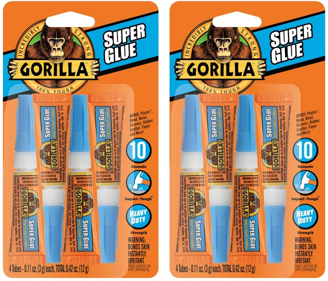 Main image of Super Glue, Clear Glue, Four 3 Gram Tubes (Pack of 2) - All Purpose and Fast Setting for Projects and Repairs