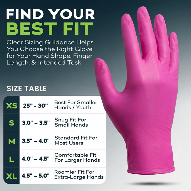 Alt view image 7 of 7 - Fuchsia Hot Pink Nitrile Disposable Gloves -3 Mil Medical Exam Nitrile Gloves -Powder and Latex Free