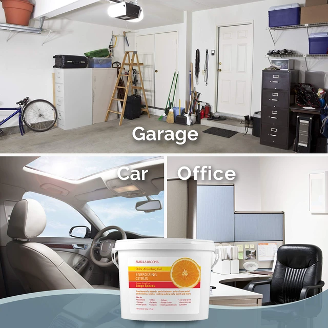 Alt view image 6 of 7 - 1-Gallon Gel Odor Eliminator High-Capacity, Long-Lasting Absorber for Large Basements, Garages, Workshops & Commercial Areas Remove Tough Odor with Essential Oils (Energizing Citrus)