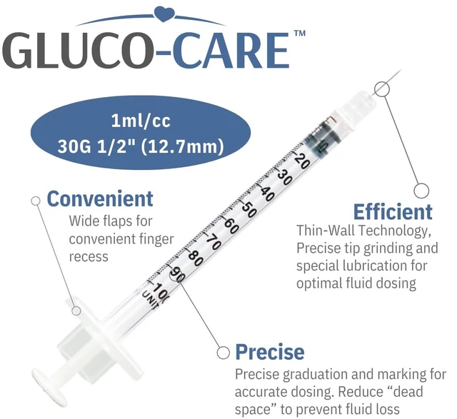Alt view image 3 of 7 - 1 ml/cc Syringes 30G x 1/2 (12.7mm), Orange Cap, 100/box Fine Tip, Home & Lab Use, Clear Barrel, Bold Scale, Smooth Plunger Movement with back-end stopper, Leak-Proof Design