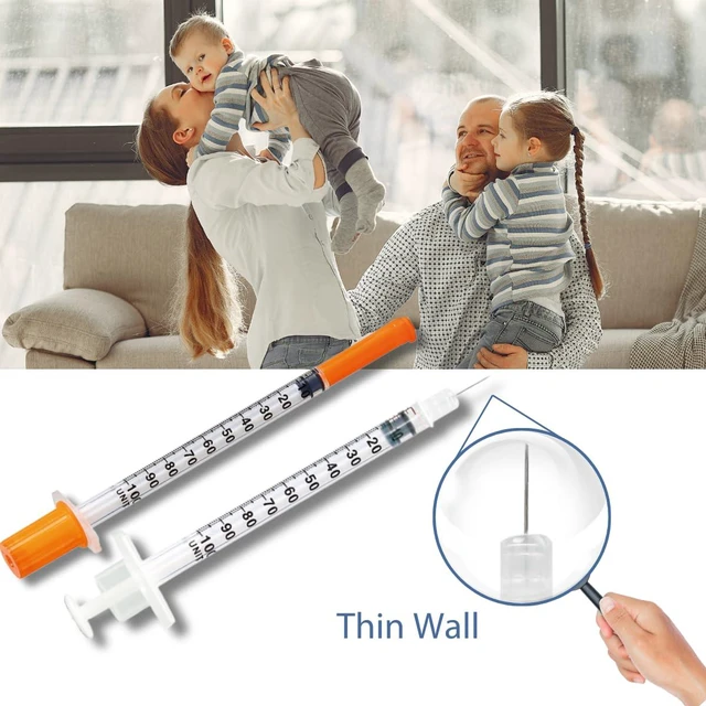 Alt view image 6 of 7 - 1 ml/cc Syringes 30G x 1/2 (12.7mm), Orange Cap, 100/box Fine Tip, Home & Lab Use, Clear Barrel, Bold Scale, Smooth Plunger Movement with back-end stopper, Leak-Proof Design