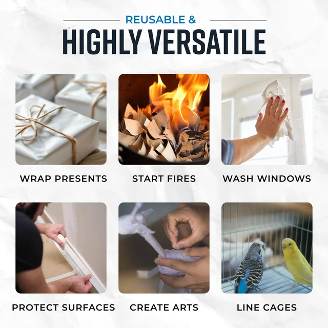 Alt view image 5 of 7 - Packing Paper Sheets for Moving | 480 Sheets | 27" x 17" | 15lb | Made in USA | Newsprint Paper | Must Have in Your Moving Supplies
