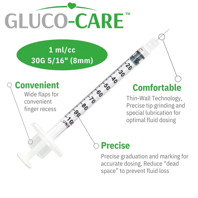 Alt view image 3 of 7 - 1 ml/cc Syringes 30G x 5/16 (8mm), Orange Cap, 100/box Fine Tip, Home & Lab Use, Clear Barrel, Bold Scale, Smooth Plunger Movement with back-end stopper, Leak-Proof Design