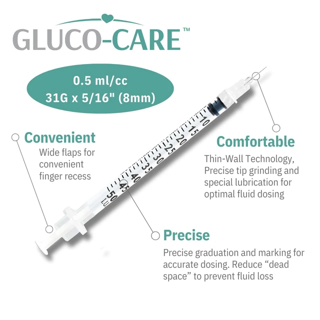 Alt view image 3 of 7 - 0.5 ml/cc Syringes 31G x 5/16 (8mm), 100/box Fine Tip, Home & Lab Use, Clear Barrel, Bold Scale, Smooth Plunger Movement with back-end stopper, Leak-Proof Design