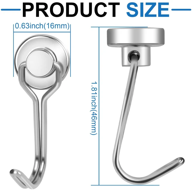 Alt view image 2 of 6 - Swivel Swing Magnetic Hooks, 50PCS 30lbs Magnet Hook Heavy Duty Strong Magnets Refrigerator Fridge Hanging for Classroom Beach Vacation Kitchen Grills Home