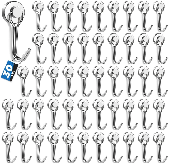 Main image of Swivel Swing Magnetic Hooks, 50PCS 30lbs Magnet Hook Heavy Duty Strong Magnets Refrigerator Fridge Hanging for Classroom Beach Vacation Kitchen Grills Home