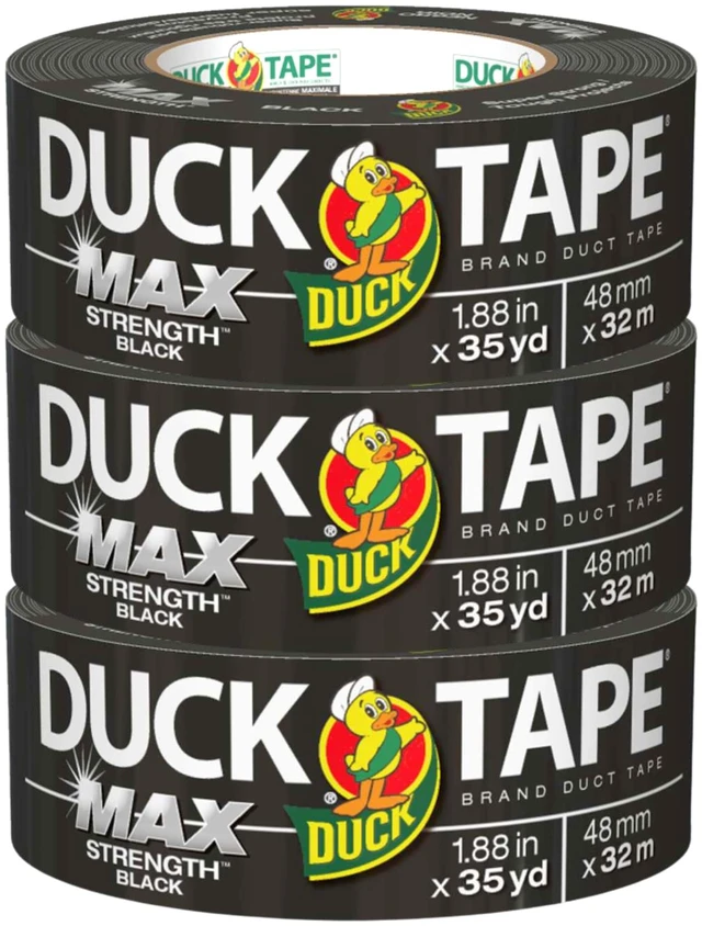 Main image of Brand Max Strength Duct Tape, Black, 3 Rolls, 1.88 Inch x 35 Yards Each, 240867