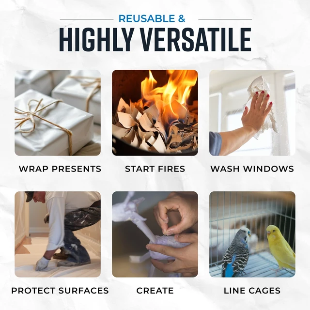 Alt view image 5 of 7 - Large Packing Paper, 24" x 36", 160 Sheets, 10 lbs, Made in USA Recyclable Newsprint Paper for Moving, Shipping, Wrapping Dishes & Fragile Items, Pet Cage Liners