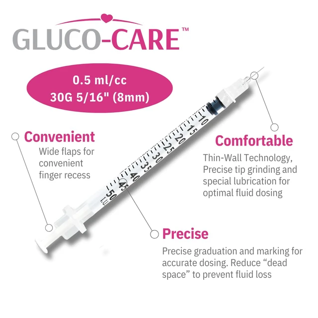 Alt view image 2 of 7 - 0.5 ml/cc Syringes 30G x 5/16 (8mm), 100/box Fine Tip, Home & Lab Use, Clear Barrel, Bold Scale, Smooth Plunger Movement with back-end stopper, Leak-Proof Design
