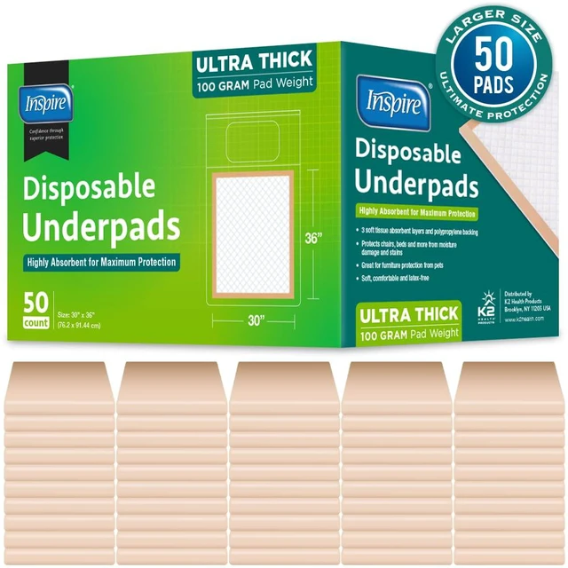 Alt view image 7 of 7 - Extra Large Super Absorbent Disposable Bed Pads for Chronic Incontinence Ultra Thick and Absorbent Bed Pads Disposable Adult | Pee Pads for Adults (30" X 36" Pack of 50)