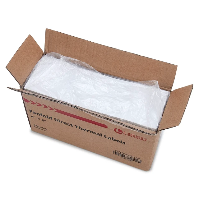 Alt view image 6 of 7 - L LIKED 2500 4x6 Thermal Labels Fanfold, Direct Thermal Shipping Labels - Perforated and Strong Adhesive