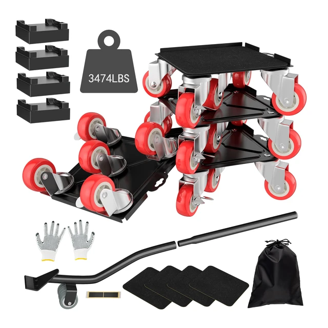 Main image of Furniture Dolly,Furniture Movers with 5 Wheels,Carbon Steel Panel Heavy Duty Dolly,Maximum Load 3474LBS,Furniture Lifter with 5 360° Rotatable Rubber Universal Wheels(Black,6.89x6.9 in)